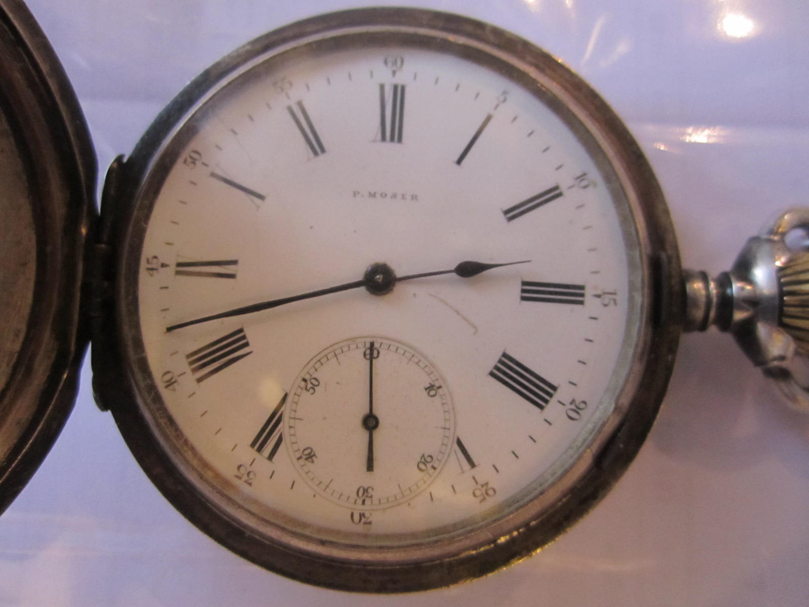 Часы корманые. П.Мозер. Швейцария. Серебро 1900г.
